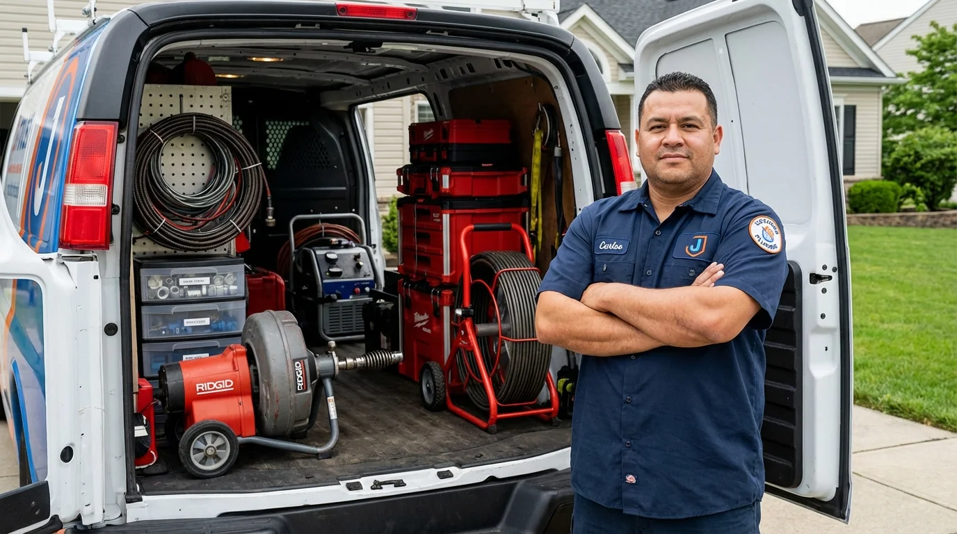 Professional drain cleaning equipment and Johns Plumbing LLC plumber in Dodge Center