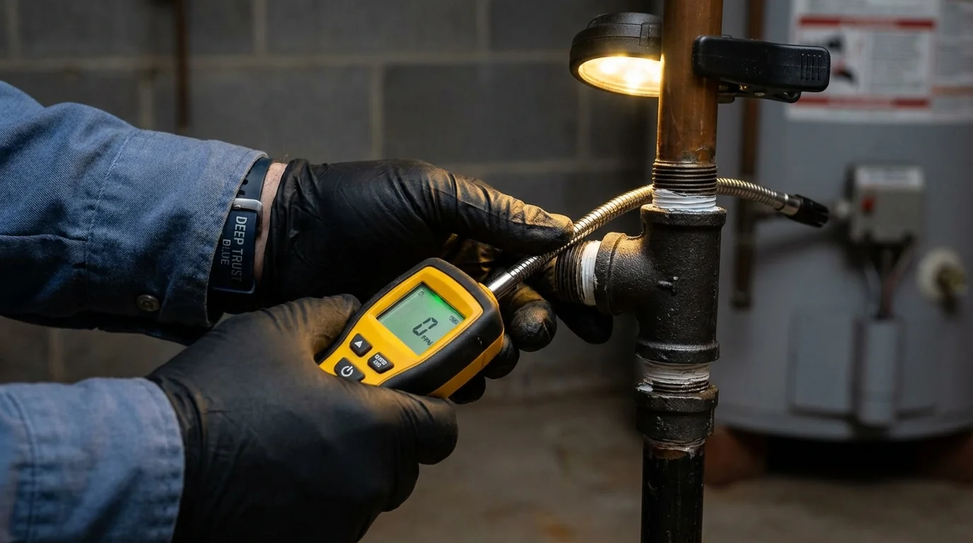 Gas leak detection with electronic sniffer by Johns Plumbing LLC in Dodge Center